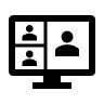 icon depicting three person teleconference on a computer
